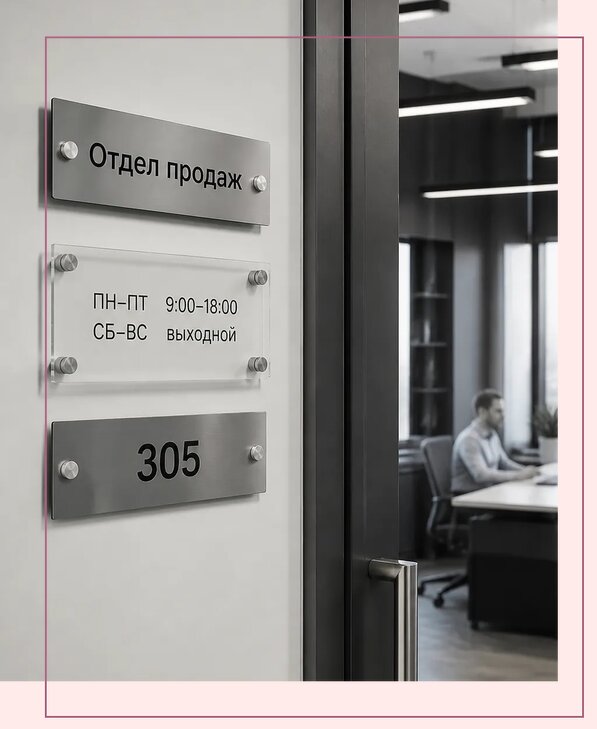 Офисные таблички на дверь в Шелехове по цене от 5250 р. | Аванза-Шлх